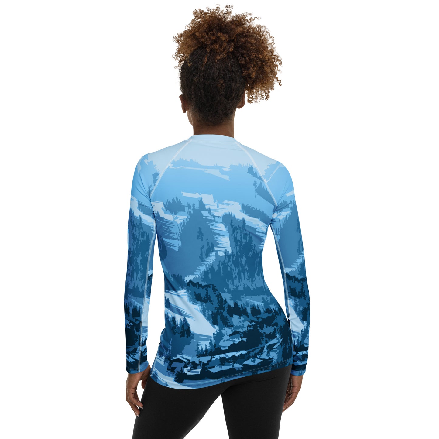 CS0028 - 02008 - Ski Slopes Print Women's Rash Guard (Blue)