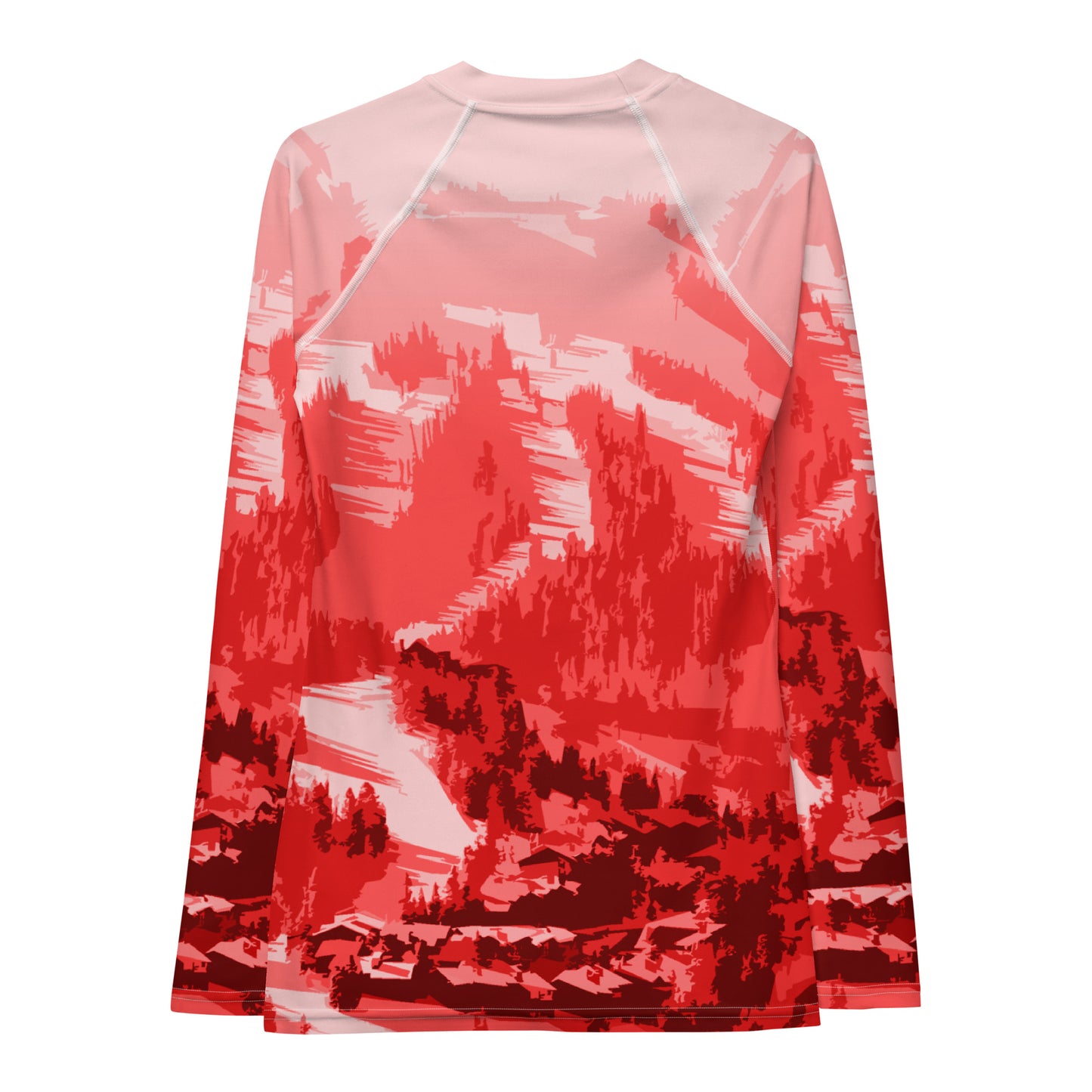 CS0028 - 02008 - Ski Slopes Print Women's Rash Guard (Red)