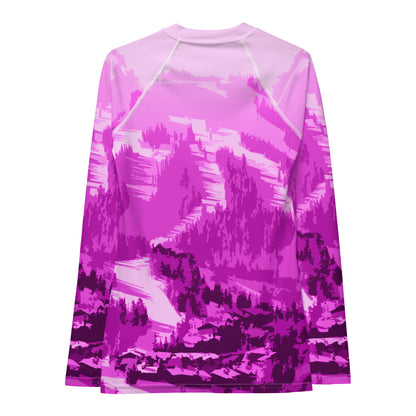 CS0028 - 02008 - Ski Slopes Print Women's Rash Guard (Pink)