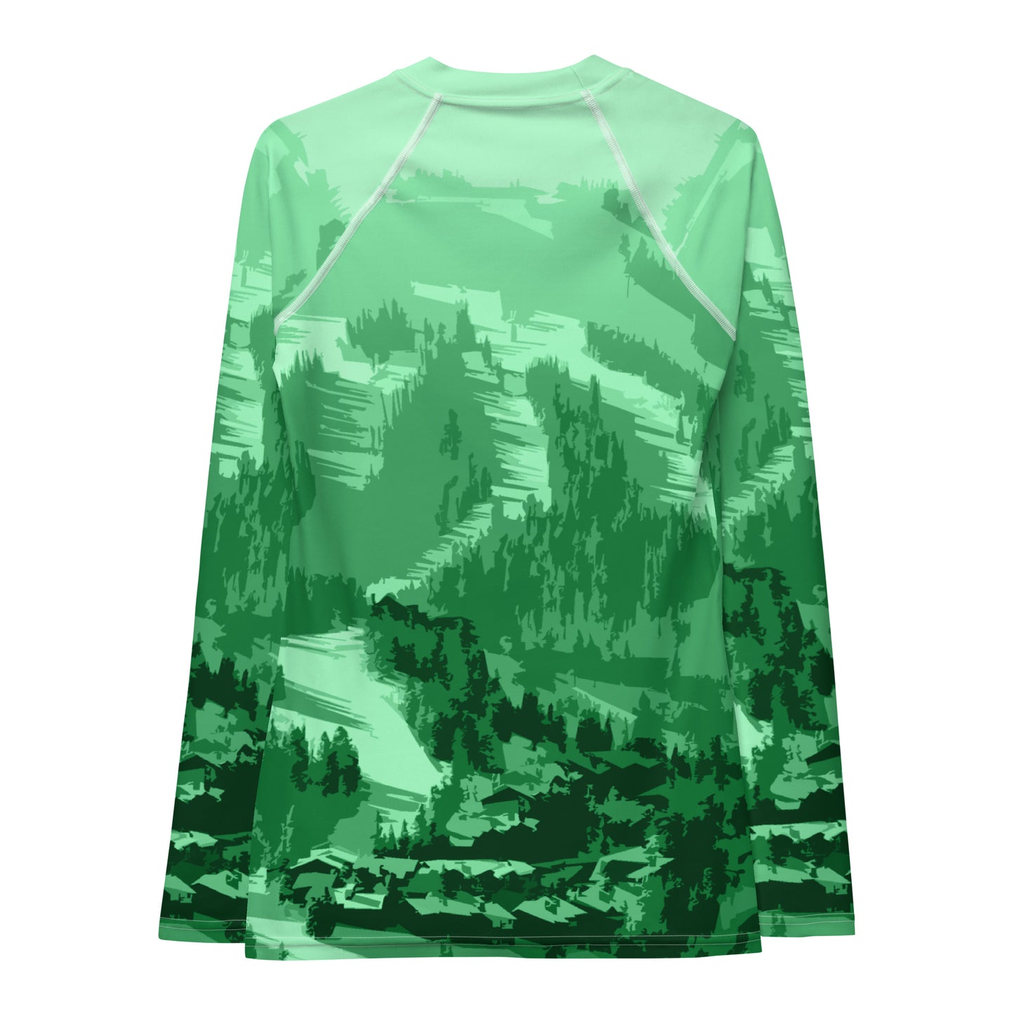 CS0028 - 02008 - Ski Slopes Print Women's Rash Guard (Green)