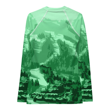 CS0028 - 02008 - Ski Slopes Print Women's Rash Guard (Green)