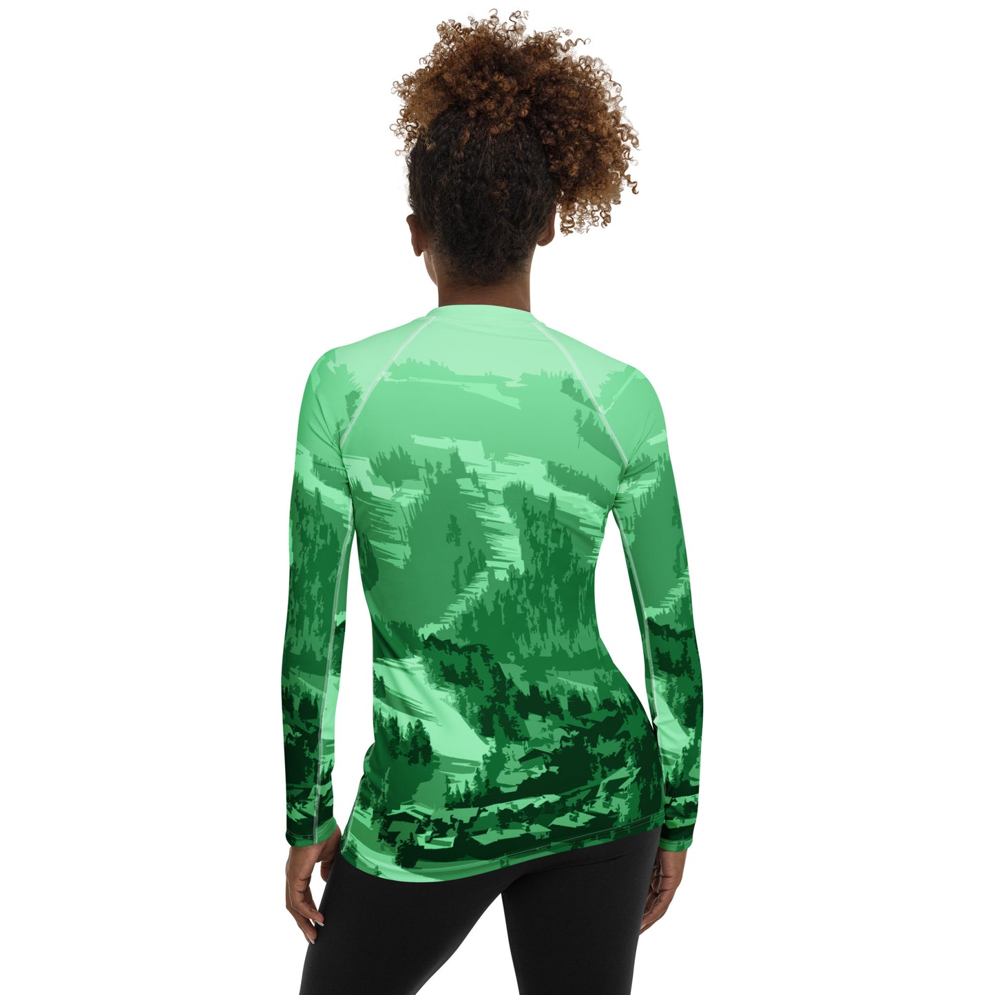 CS0028 - 02008 - Ski Slopes Print Women's Rash Guard (Green)