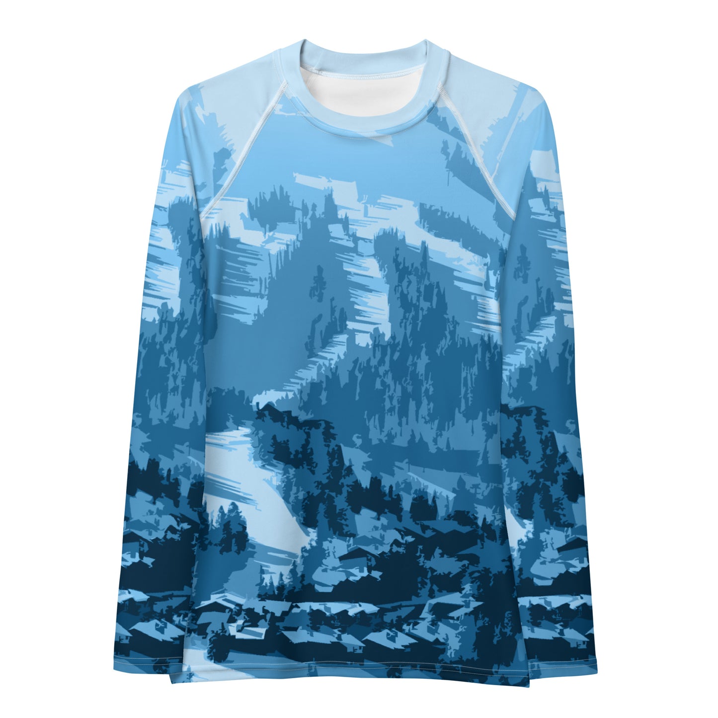 CS0028 - 02008 - Ski Slopes Print Women's Rash Guard (Blue)