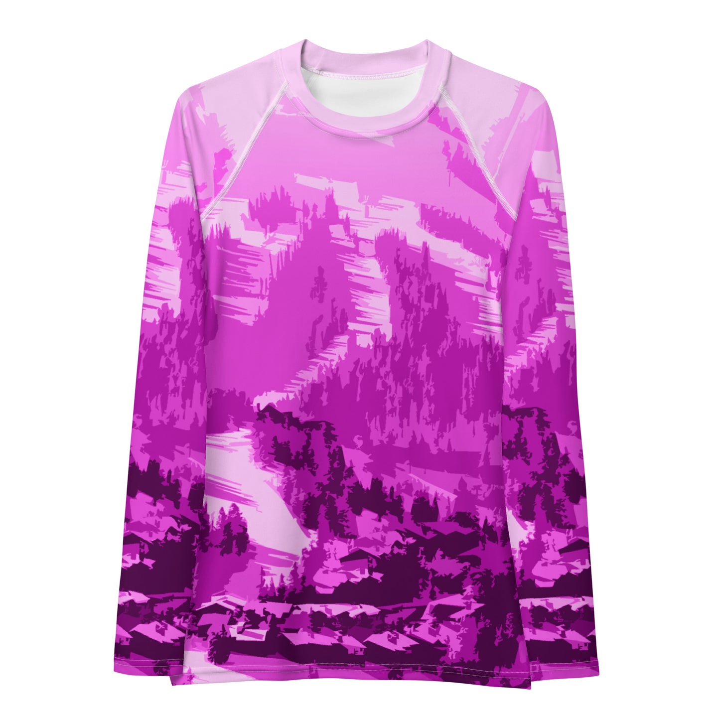 CS0028 - 02008 - Ski Slopes Print Women's Rash Guard (Pink)