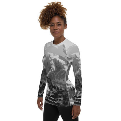 CS0028 - 02008 - Ski Slope Print Women's Rash Guar (Gray)