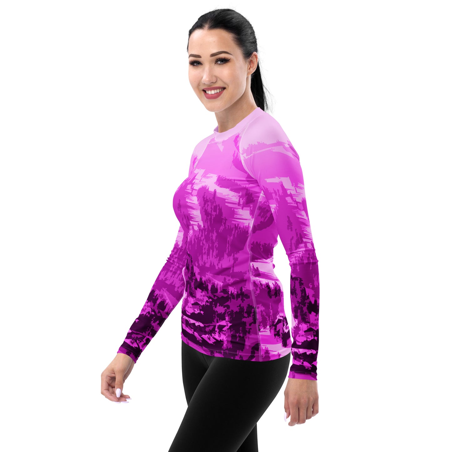 CS0028 - 02008 - Ski Slopes Print Women's Rash Guard (Pink)