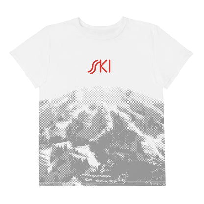 CS0030 - 03001 - AOP SKI Tracks Print Youth crew neck t-shirt