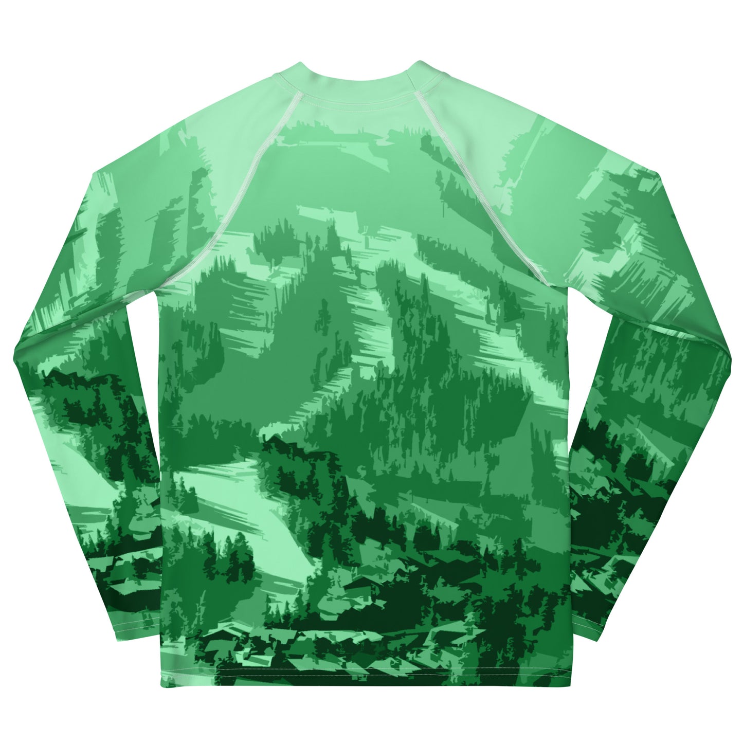 CS0028 - 03008 - Ski Slopes Print Youth Rash Guard (Green)