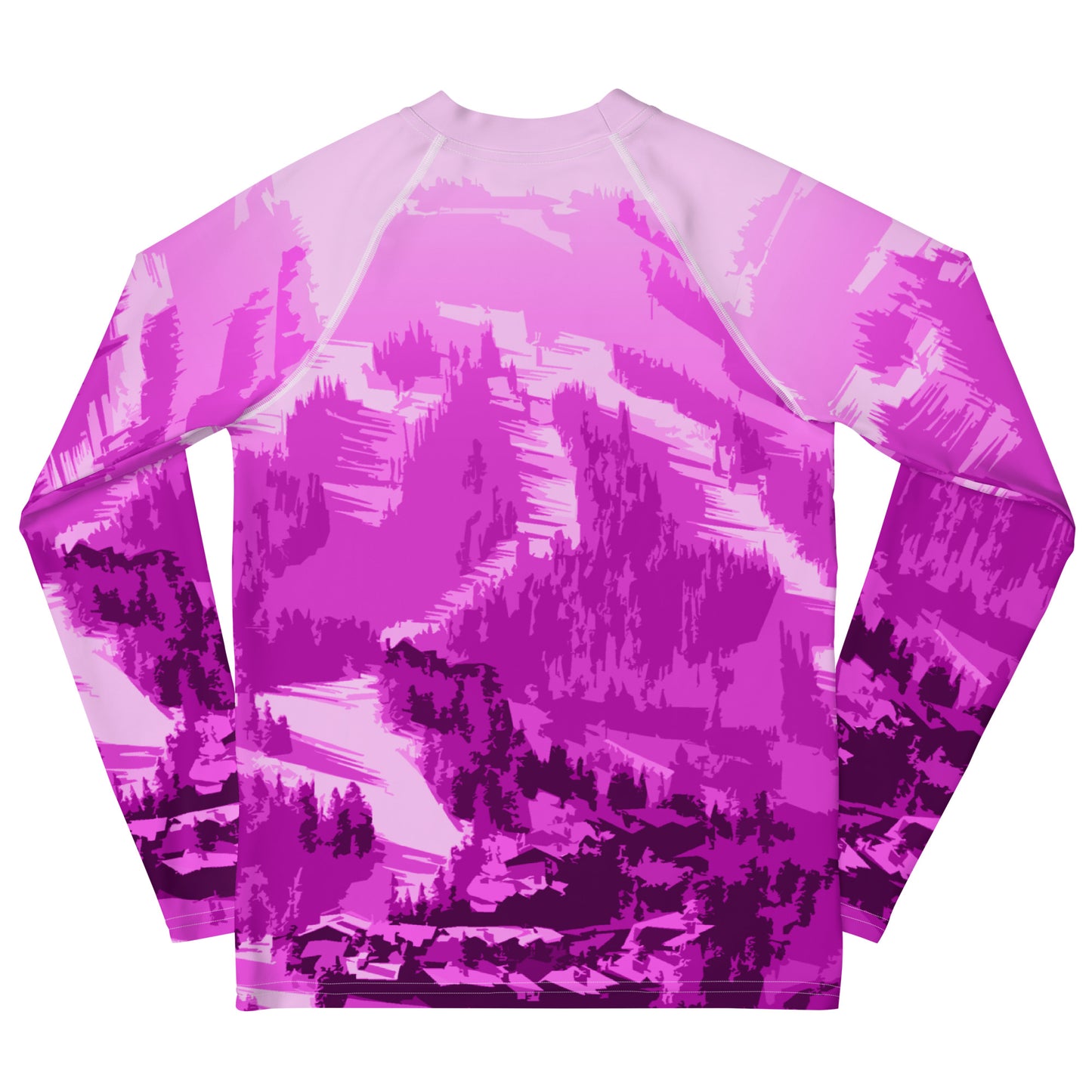 CS0028 - 03008 - Ski Slopes Print Youth Rash Guard (Pink)