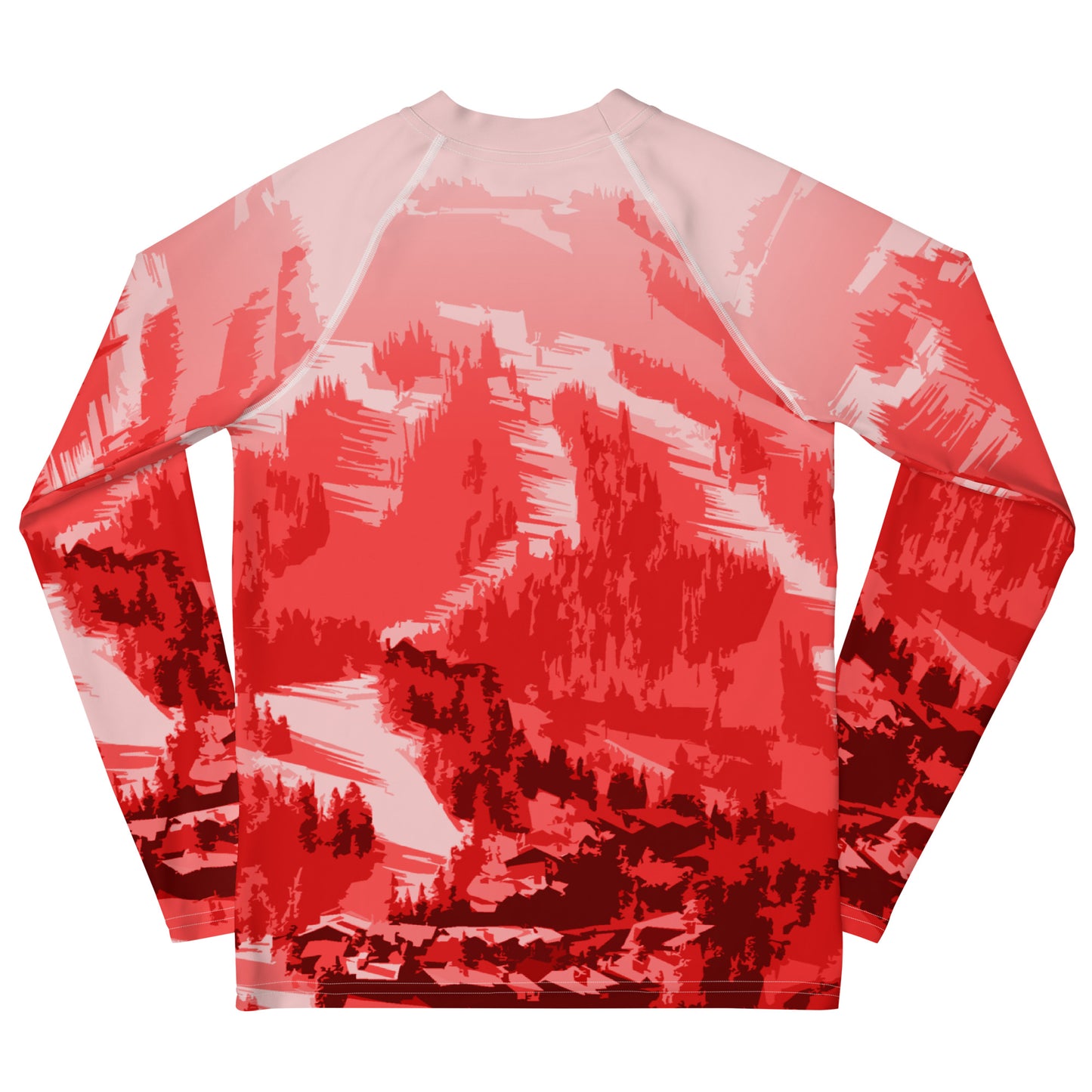 CS0028 - 03008 - Ski Slopes Print Youth Rash Guard (RED)