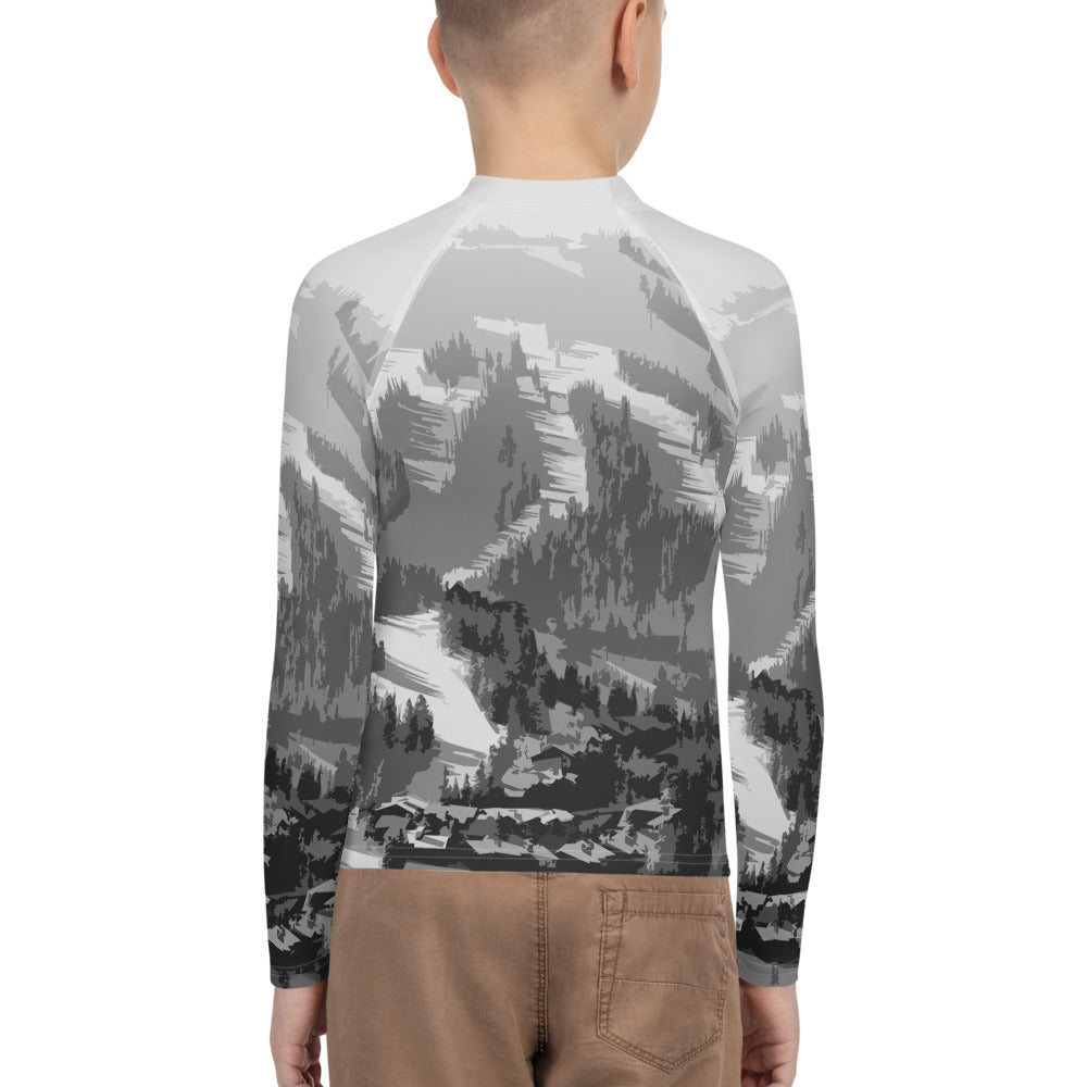 CS0028 - 03008 - Ski Slopes Pring Youth Rash Guard (Gray)