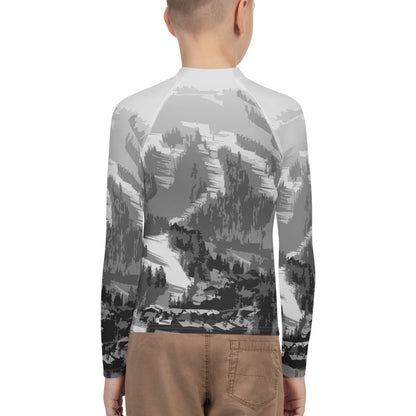 CS0028 - 03008 - Ski Slopes Pring Youth Rash Guard (Gray)