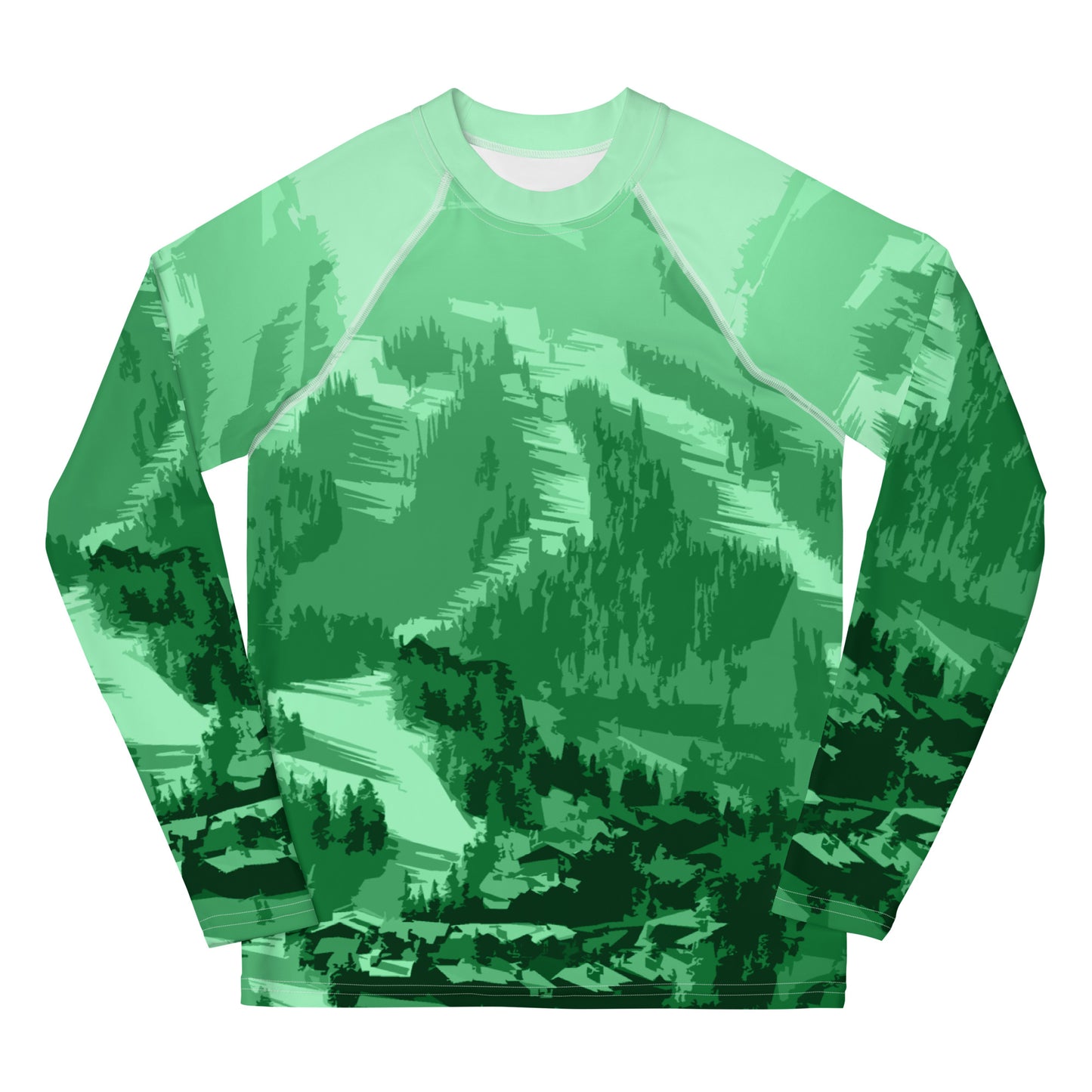 CS0028 - 03008 - Ski Slopes Print Youth Rash Guard (Green)