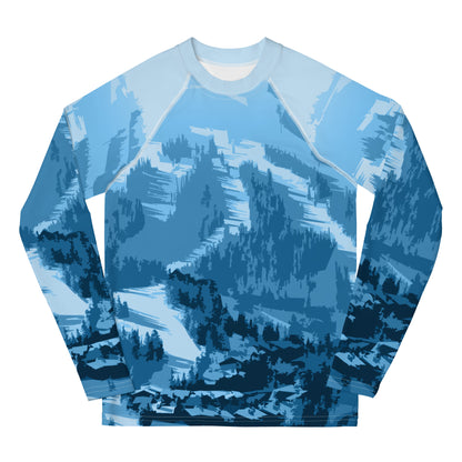 CS0028 - 03008 - Ski Slopes Print Youth Rash Guard (Blue)