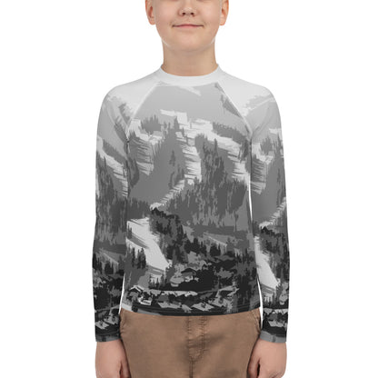 CS0028 - 03008 - Ski Slopes Pring Youth Rash Guard (Gray)