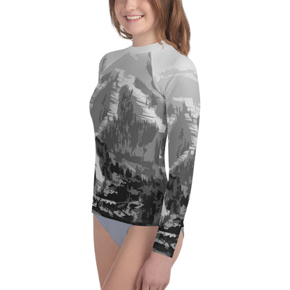 CS0028 - 03008 - Ski Slopes Pring Youth Rash Guard (Gray)