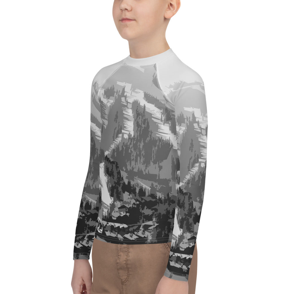 CS0028 - 03008 - Ski Slopes Pring Youth Rash Guard (Gray)