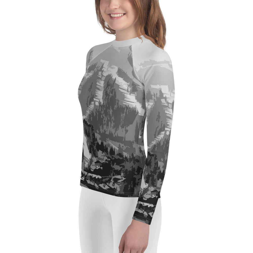 CS0028 - 03008 - Ski Slopes Pring Youth Rash Guard (Gray)