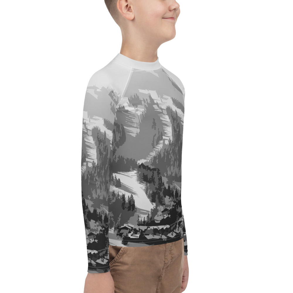 CS0028 - 03008 - Ski Slopes Pring Youth Rash Guard (Gray)