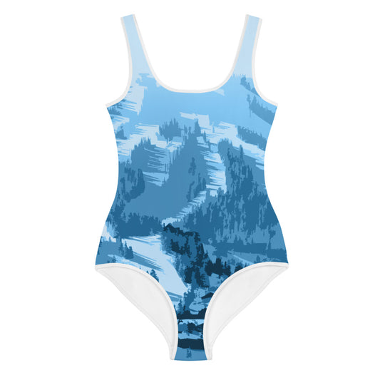 CS0028 - 03008 - AOP Ski Slopes Print Youth Swimsuit (Blue)