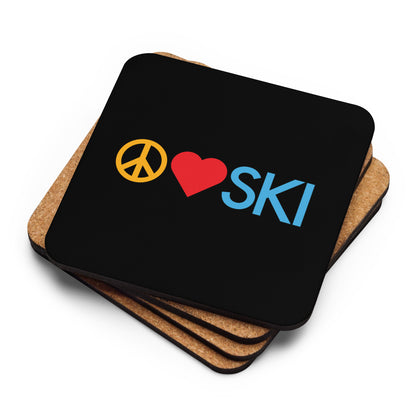 CS0026 - 06002 - Peace | Love | SKI Cork-back coaster