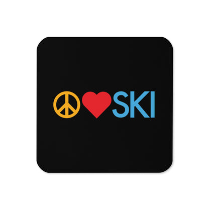 CS0026 - 06002 - Peace | Love | SKI Cork-back coaster