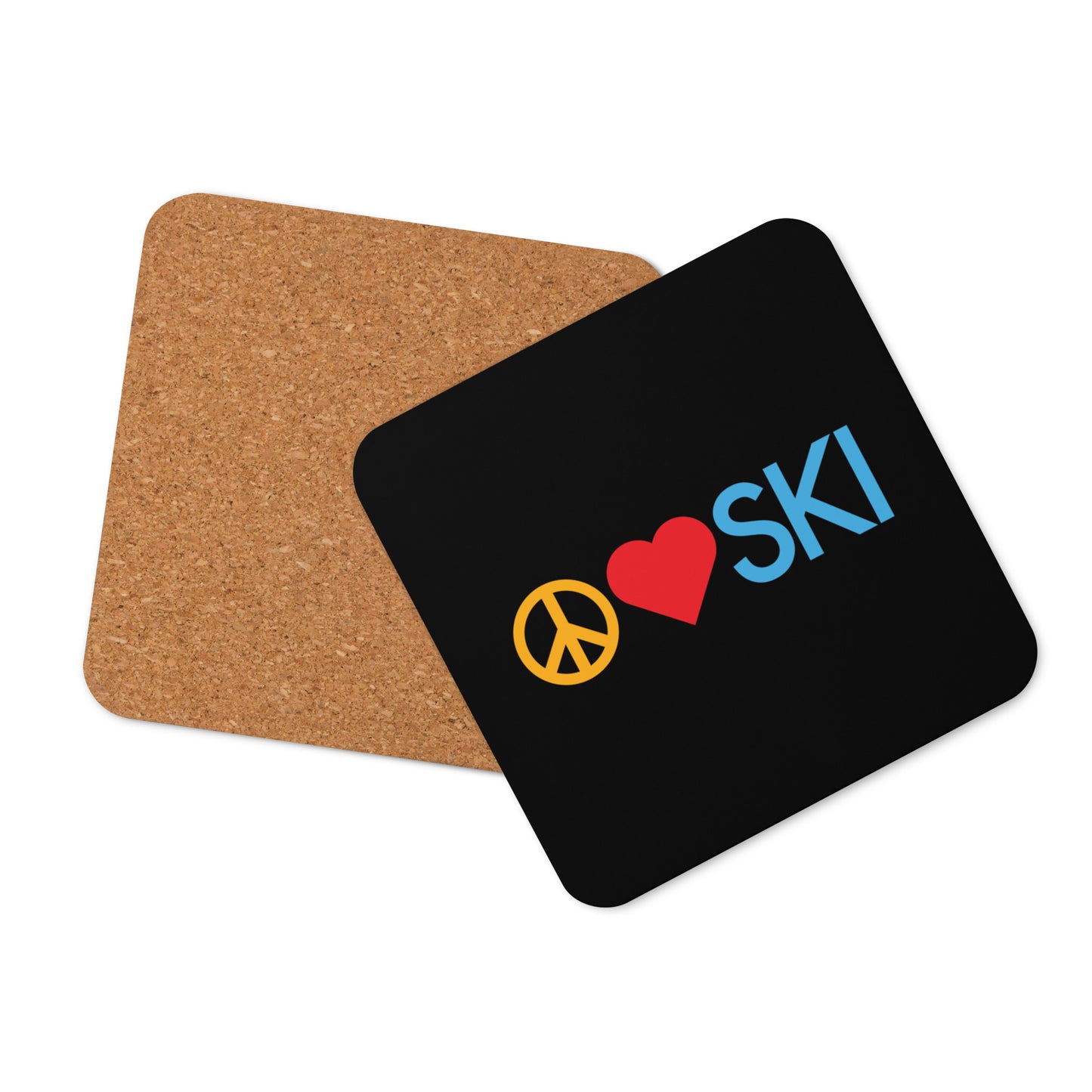 CS0026 - 06002 - Peace | Love | SKI Cork-back coaster