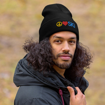 CS0026 - 04001 - Peace | Love | SKI Cuffed Beanie