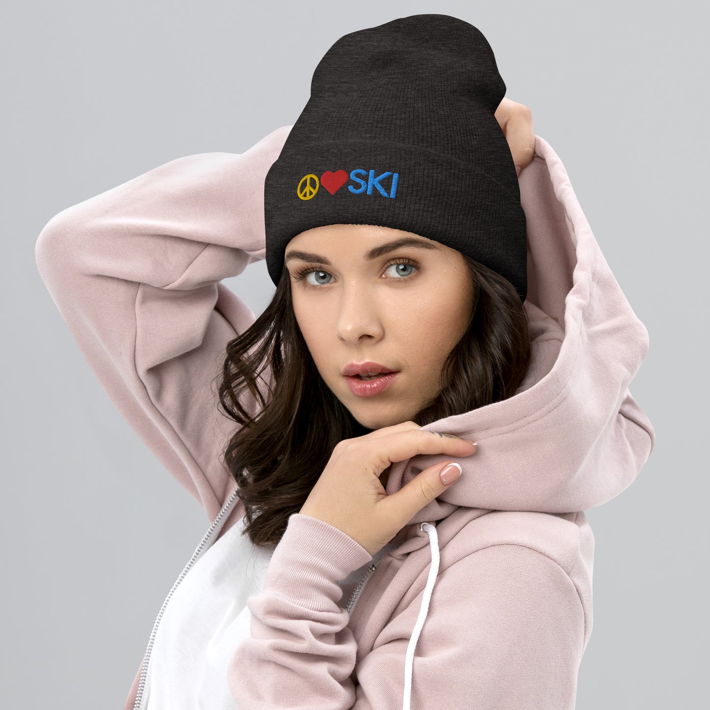 CS0026 - 04001 - Peace | Love | SKI Cuffed Beanie