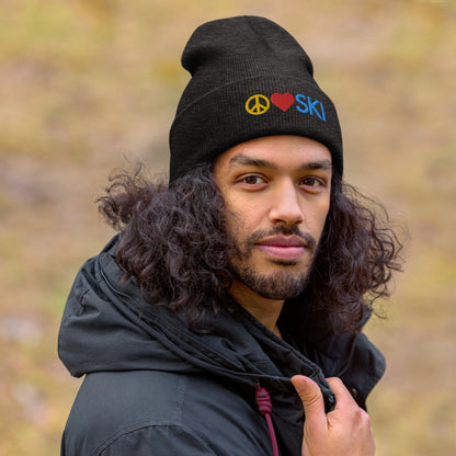 CS0026 - 04001 - Peace | Love | SKI Cuffed Beanie