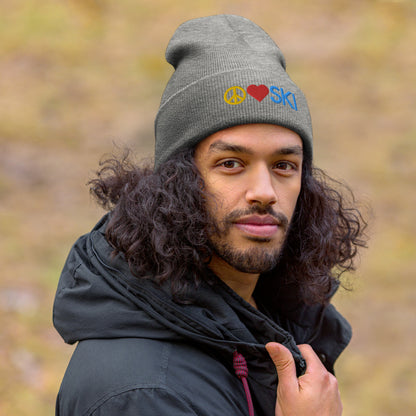 CS0026 - 04001 - Peace | Love | SKI Cuffed Beanie