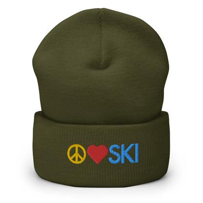 CS0026 - 04001 - Peace | Love | SKI Cuffed Beanie