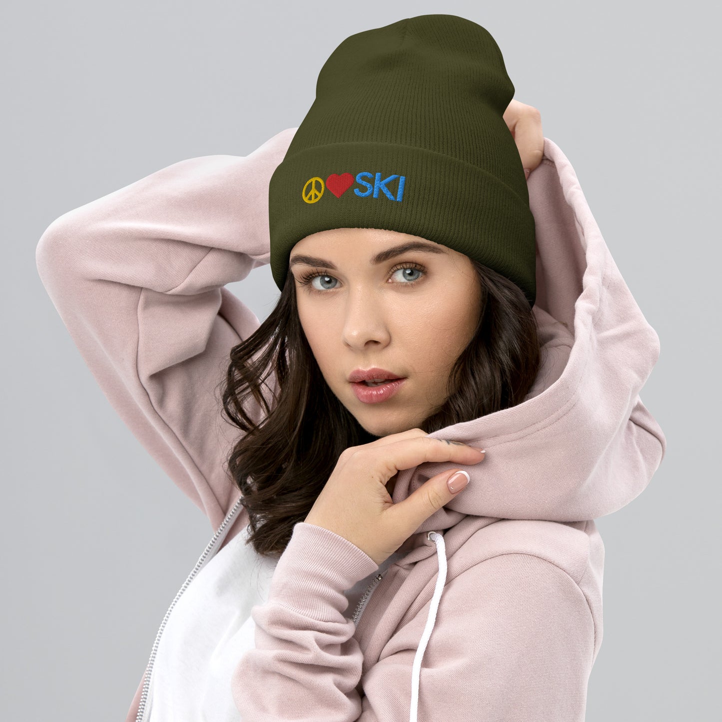 CS0026 - 04001 - Peace | Love | SKI Cuffed Beanie