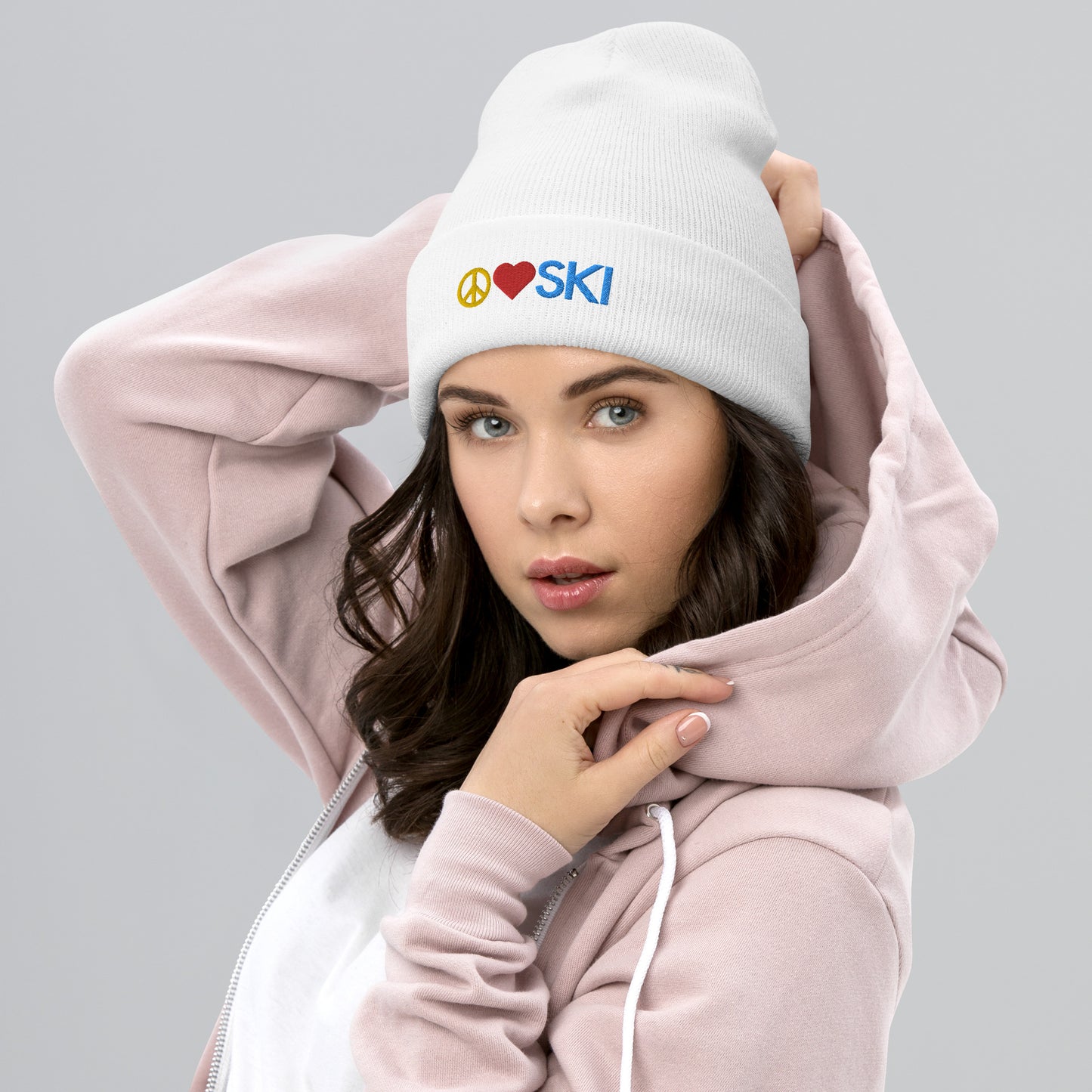 CS0026 - 04001 - Peace | Love | SKI Cuffed Beanie