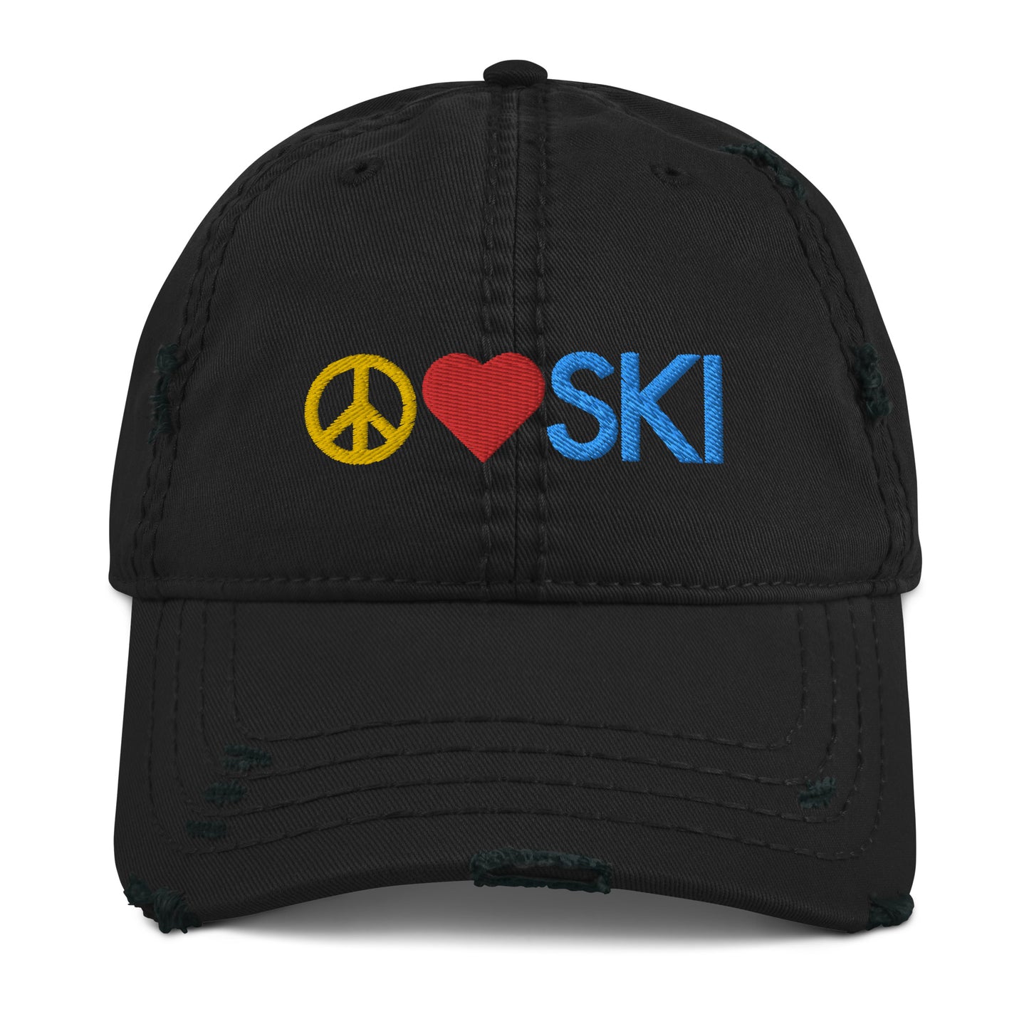 CS0026 - 04002 - Peace | Love | SKI Distressed Dad Hat