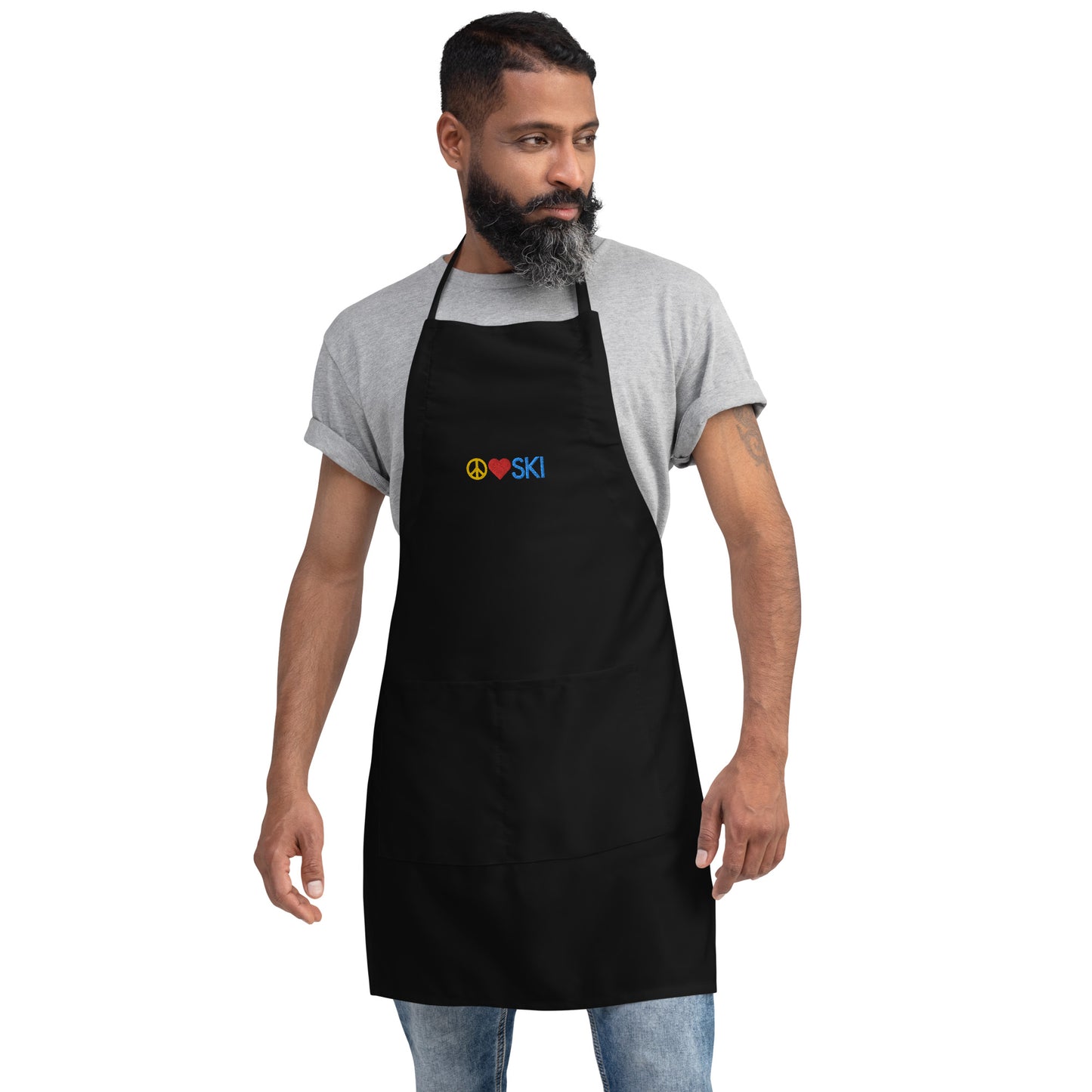 CS0026 - 06001 - Peace | Love | SKI Embroidered Apron