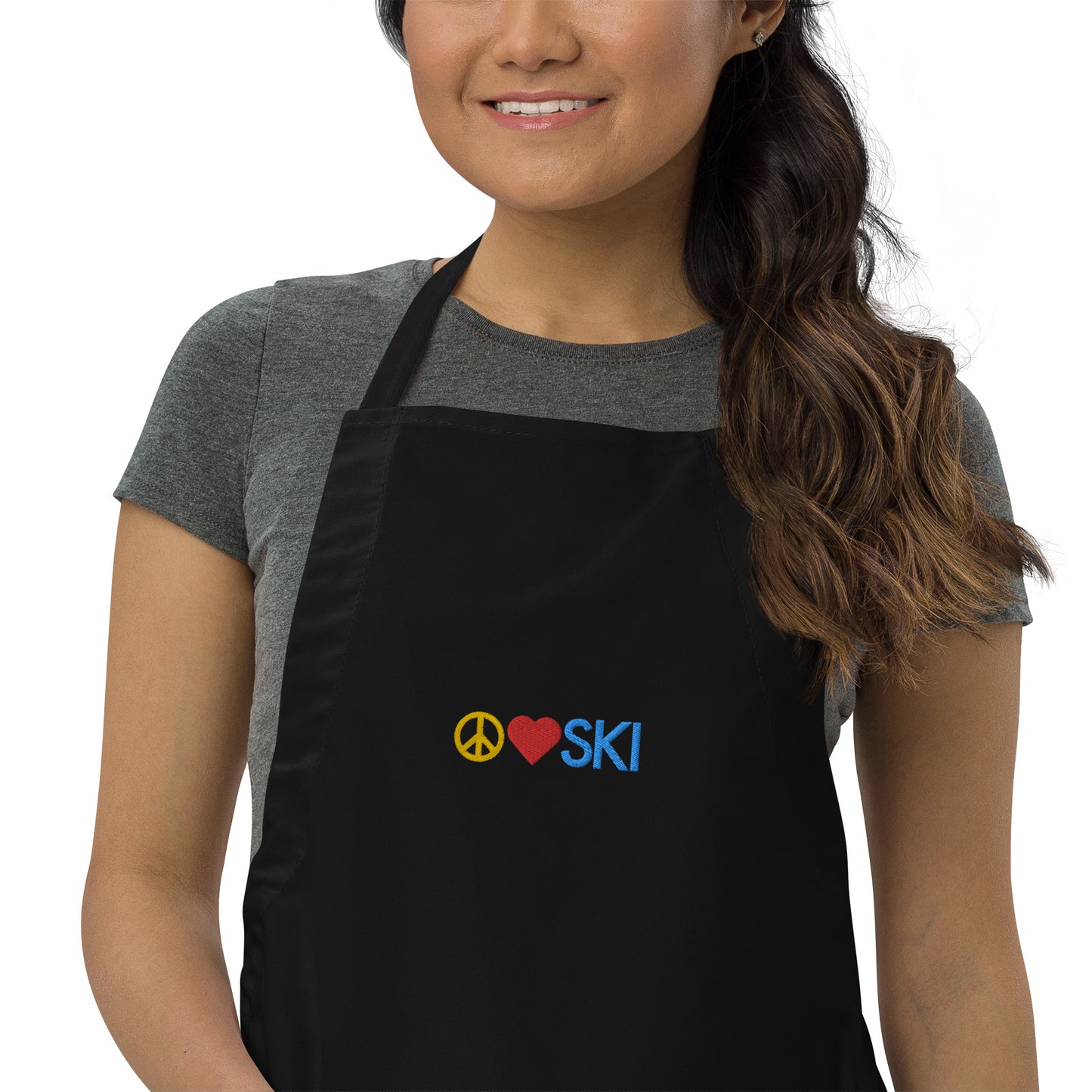 CS0026 - 06001 - Peace | Love | SKI Embroidered Apron