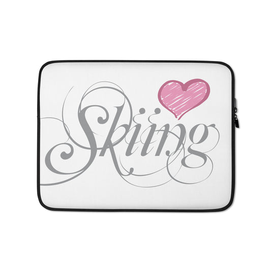 CS0047 - 05006 - Love Skiing Laptop Sleeve (White)