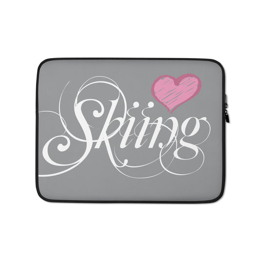 CS0047 - 05006 - Love Skiing Laptop Sleeve (Gray)