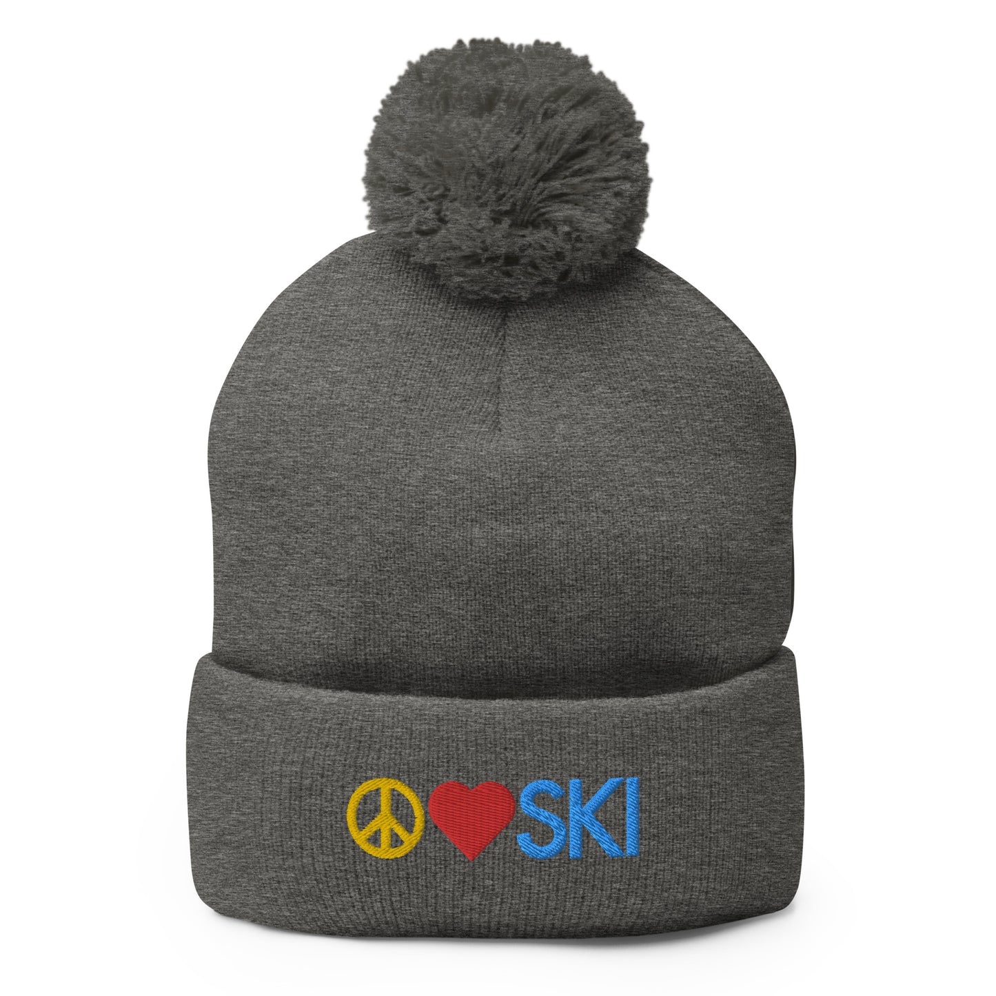 CS0026 - 04001 - Peace | Love | SKI Pom-Pom Beanie