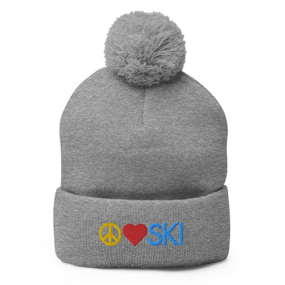 CS0026 - 04001 - Peace | Love | SKI Pom-Pom Beanie