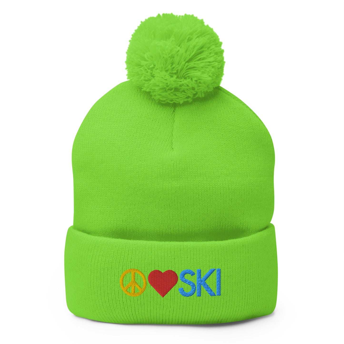 CS0026 - 04001 - Peace | Love | SKI Pom-Pom Beanie