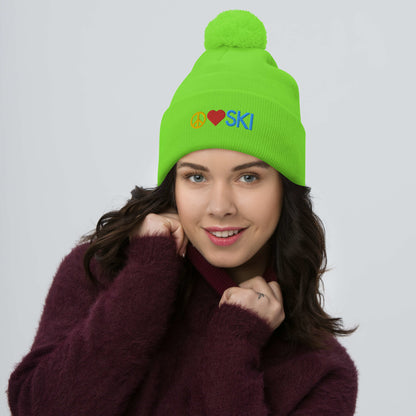 CS0026 - 04001 - Peace | Love | SKI Pom-Pom Beanie