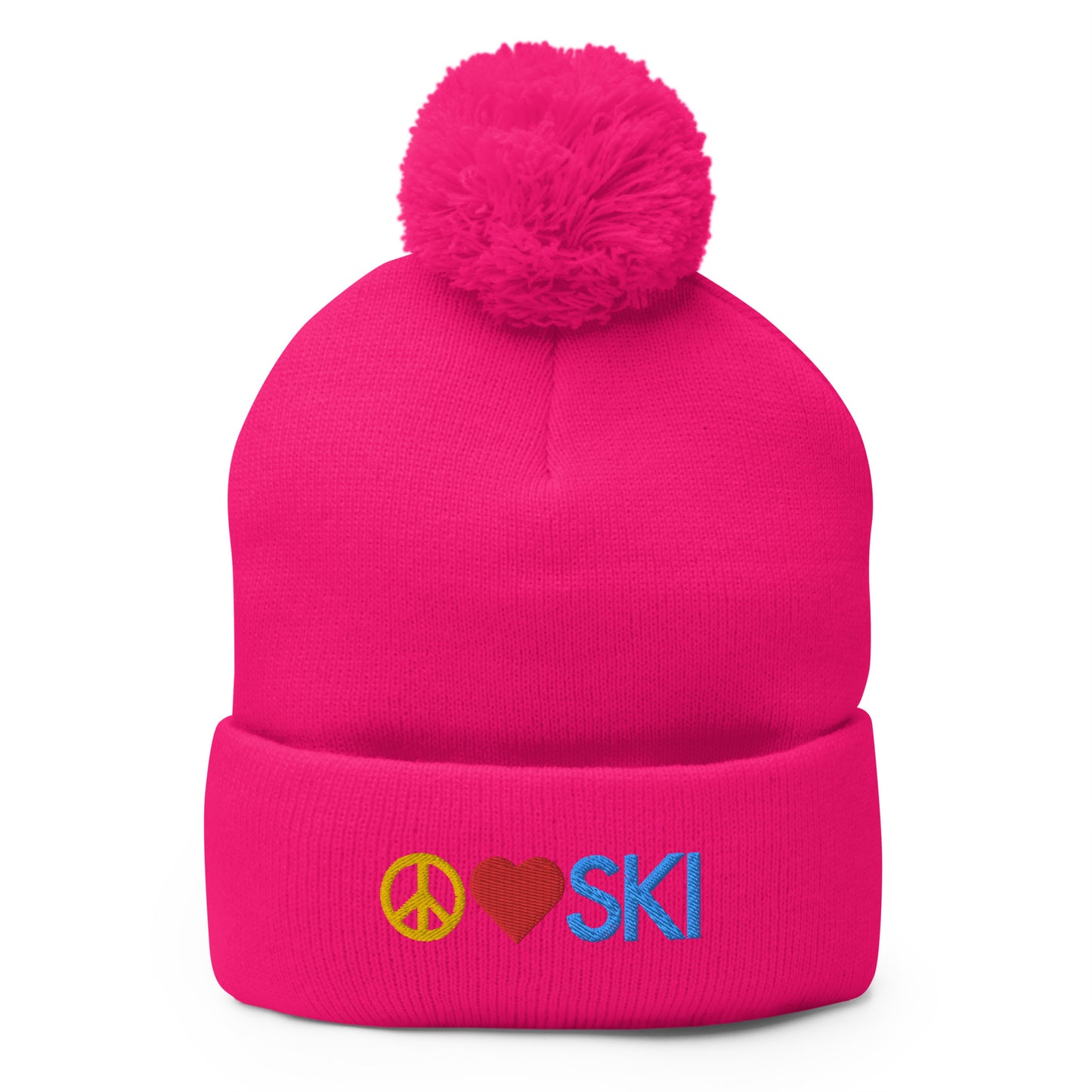 CS0026 - 04001 - Peace | Love | SKI Pom-Pom Beanie