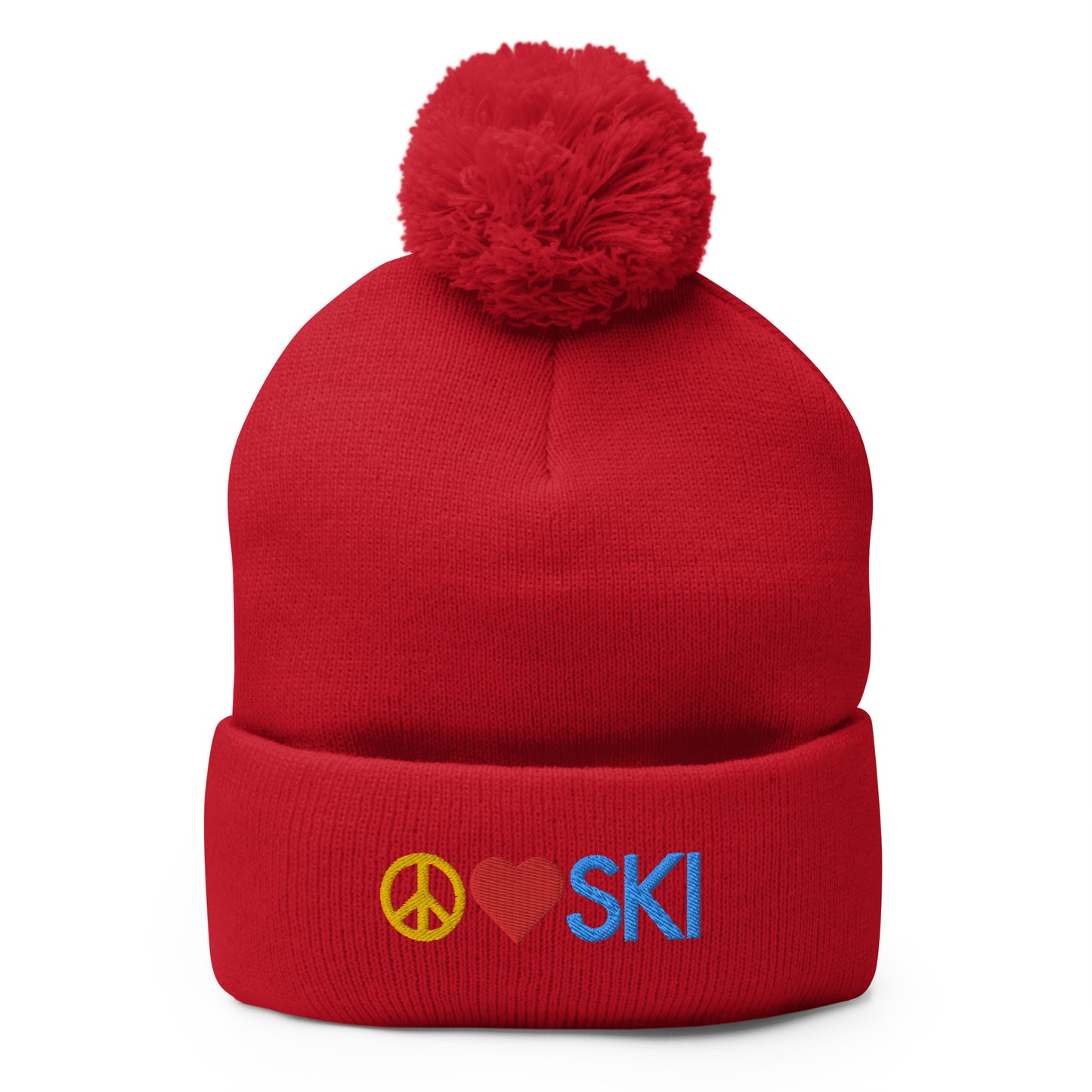 CS0026 - 04001 - Peace | Love | SKI Pom-Pom Beanie