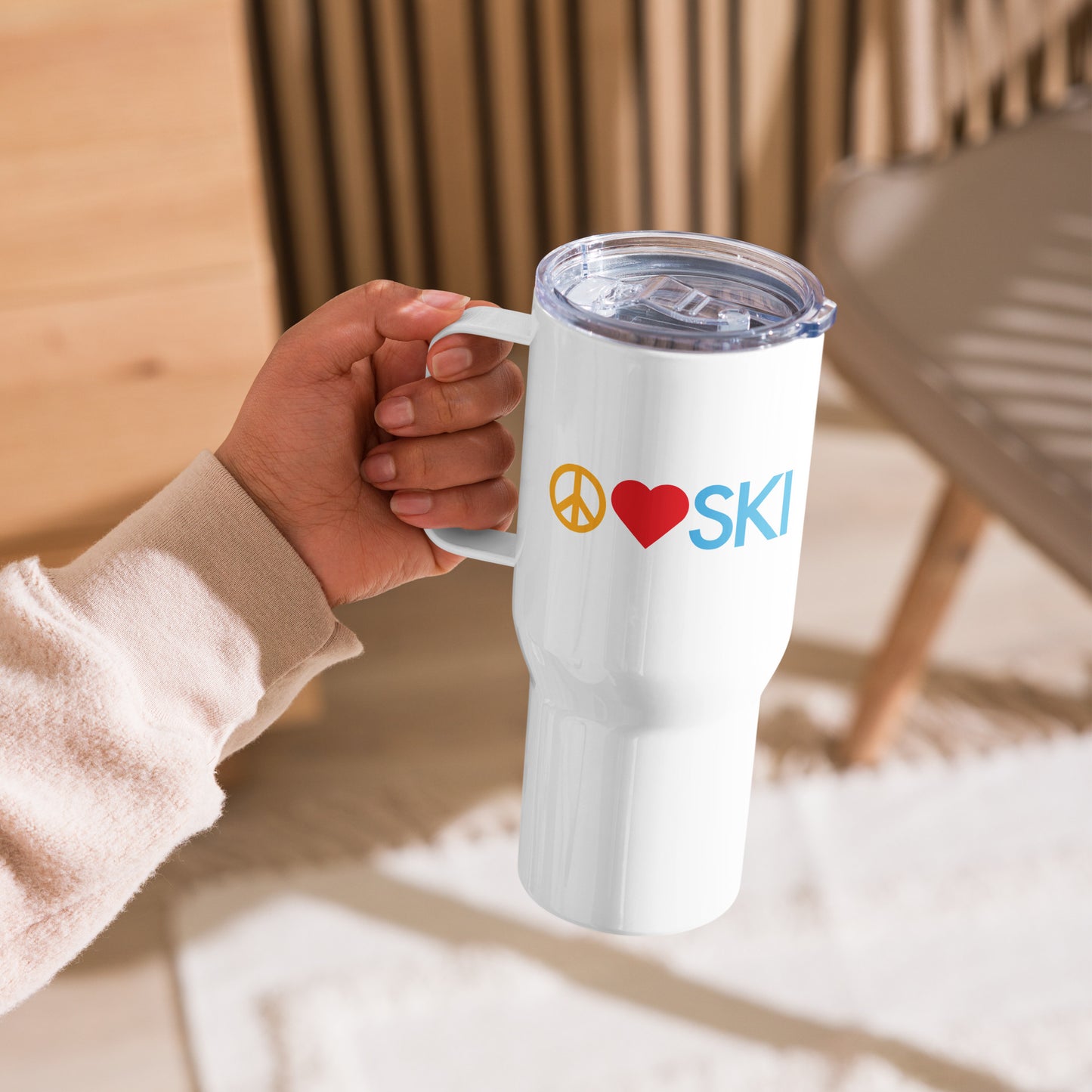 CS0026 - 06002 - Peace | Love | SKI Travel mug with a handle