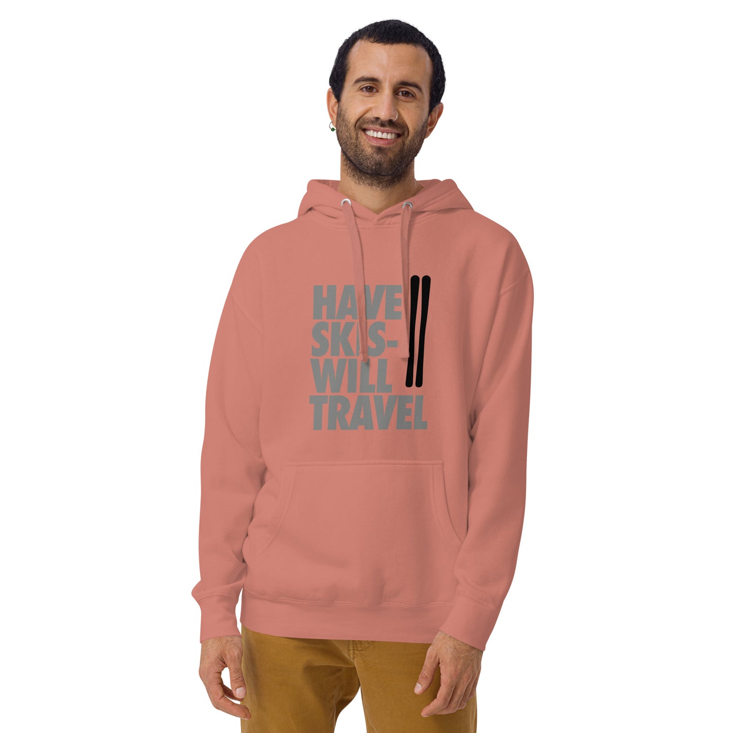 CS0032 - 01004 - Have Skis Will Travel Unisex Hoodie (Black Skis)