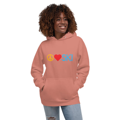 CS0026 - 01004 - Peace | Love | SKI Unisex Hoodie