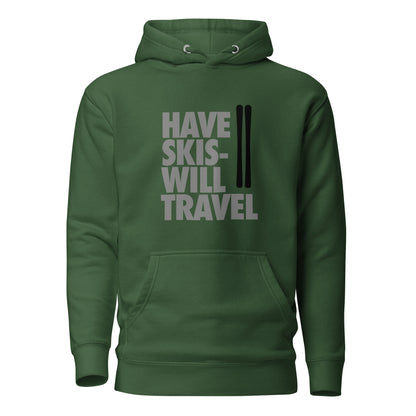 CS0032 - 01004 - Have Skis Will Travel Unisex Hoodie (Black Skis)