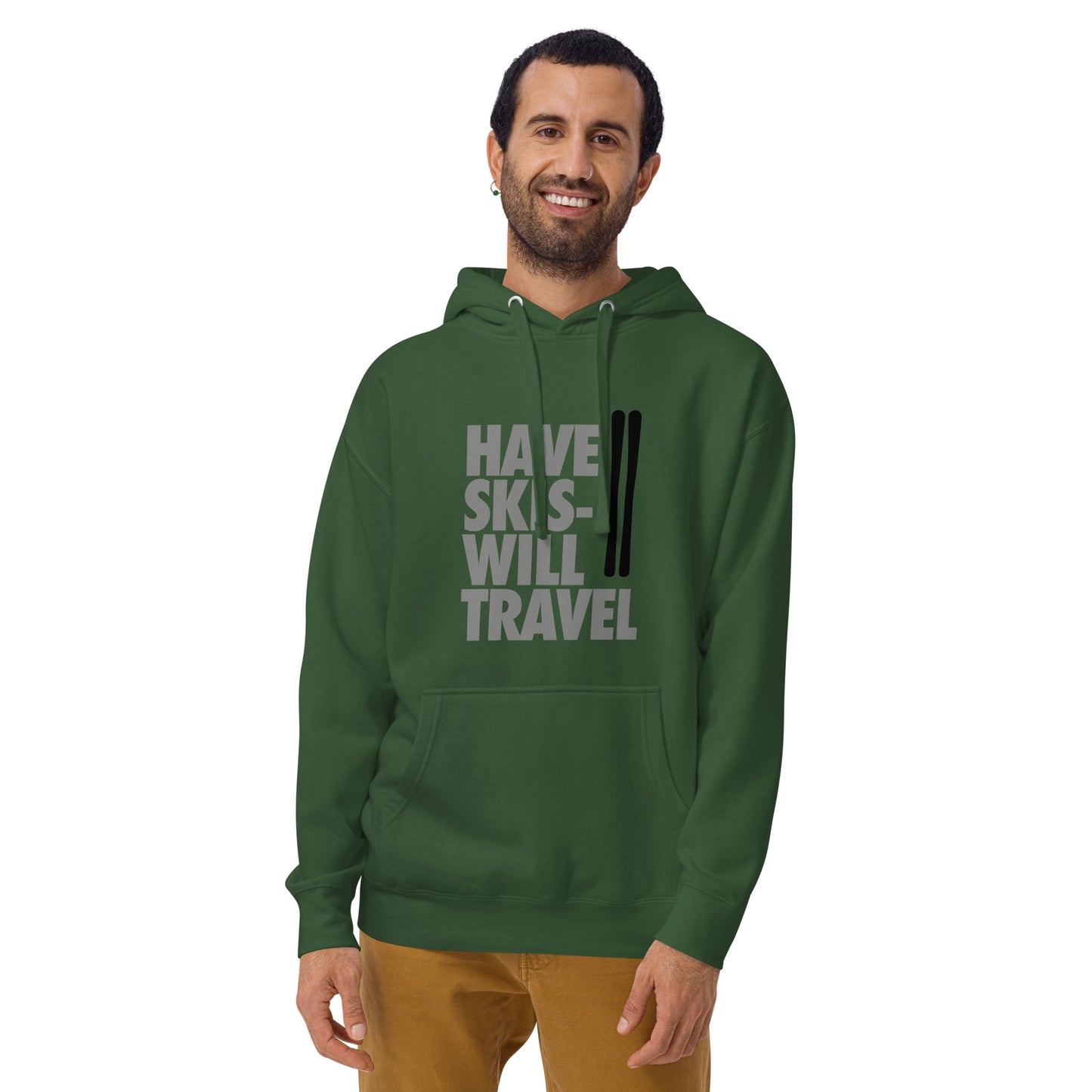 CS0032 - 01004 - Have Skis Will Travel Unisex Hoodie (Black Skis)